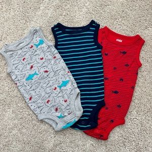 Carta 6-9 month tank top onsies. All 3 for $10